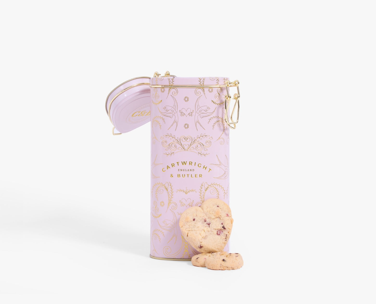 RASP & WHITE CHOC BISC TIN 200g